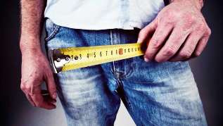 The man measured the penis to the size of a tape measure